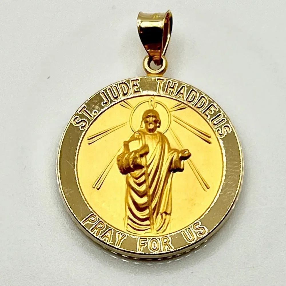 New, 14k Gold Saint Jude Thaddeus Pray For Us Religious Medal